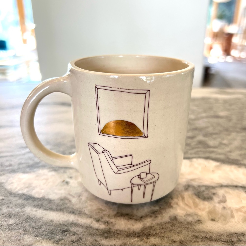 Cup Half Full Handmade Ceramics Mug Chair and Sunset - Picture 2 of 7